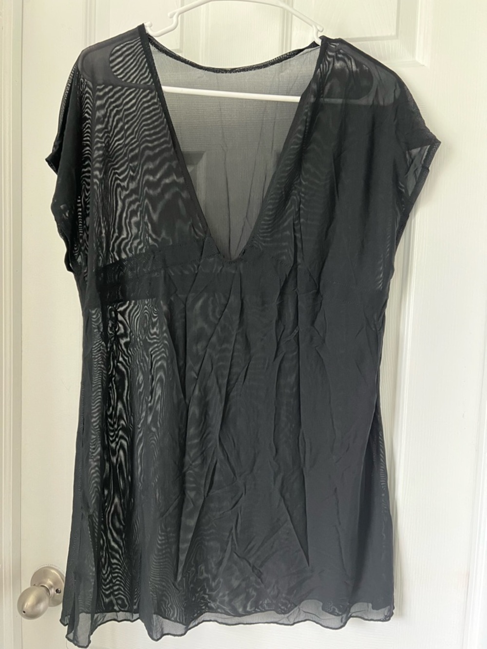 Sheer Black V-Neck Women's Swim Coverup - Picture 2 of 4